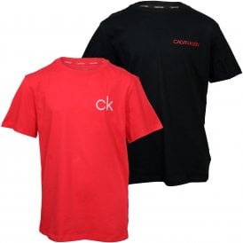 Boys 2-Pack Classic Logo Crew-Neck T-Shirts, Red/Black