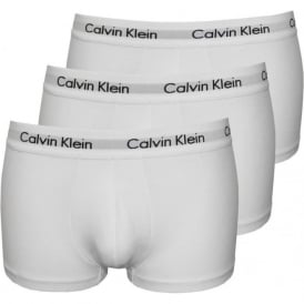 3-Pack Cotton Stretch Low rise Boxer Trunks, White
