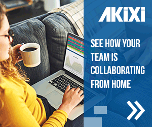 Akixi collaborating from home adverts