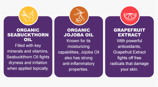 Organic Seabuckthorn Oil, Organic JoJoba Oil and Grape Fruit Extract.. Please load image to see more information.