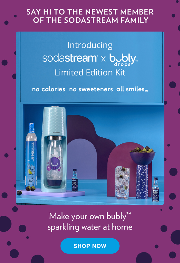 Say hi to the newest member of the SodaStream family. Introducing SodaStream x bubly<span>T</span> drops.