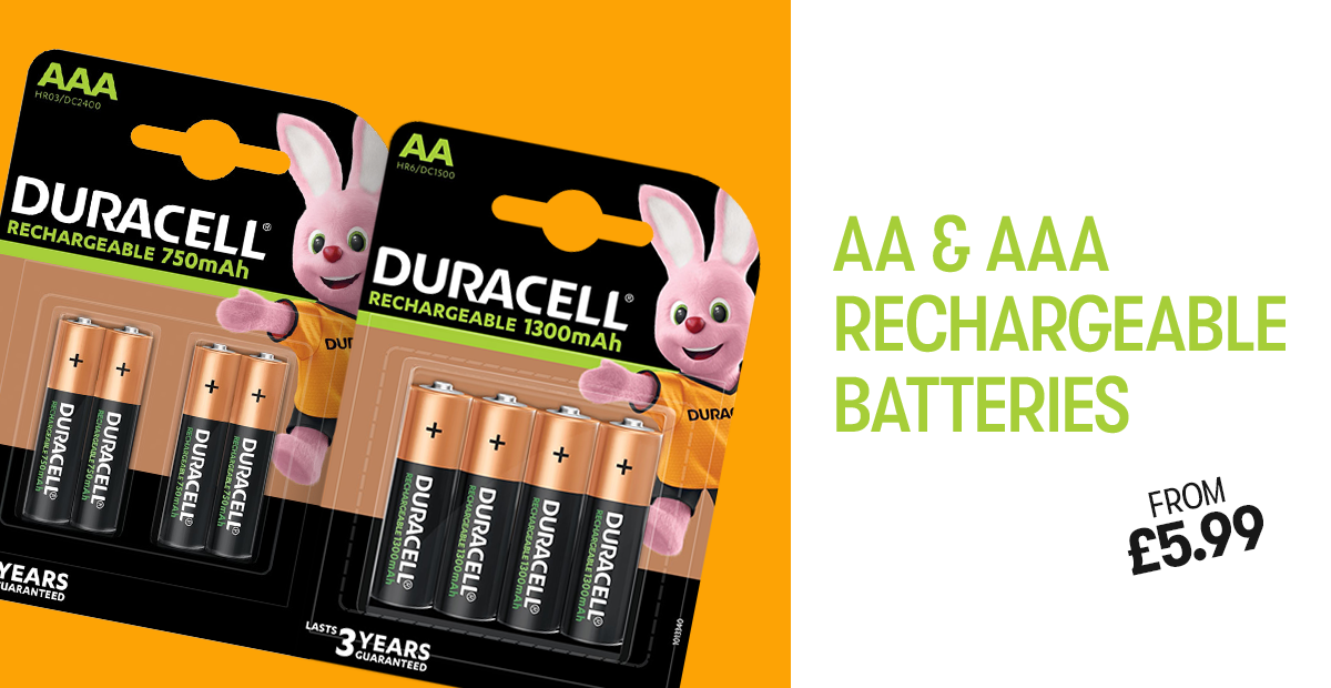 Durcell Batteries AA & AAA Rechargeables - From Only ?5.99