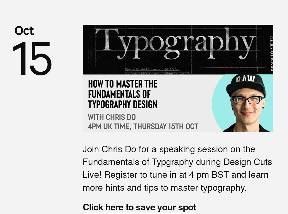 Sign up to join Chris''s speaking session on the fundamentals of Typography!