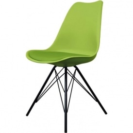 Eiffel Inspired Green Plastic Dining Chair with Black Metal Legs