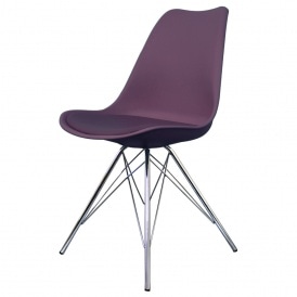 Eiffel Inspired Aubergine Purple Plastic Dining Chair with Chrome Metal Legs