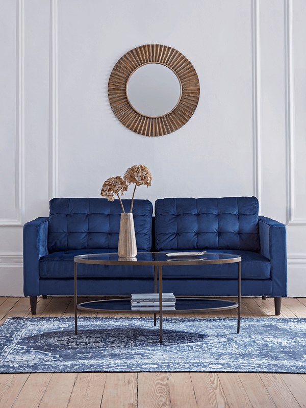 Deep Blue Velvet Sofa