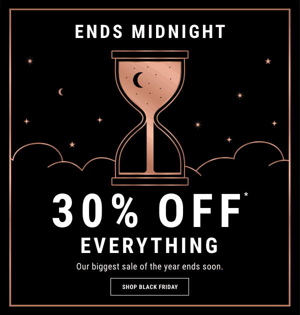 30% off ends midnight
