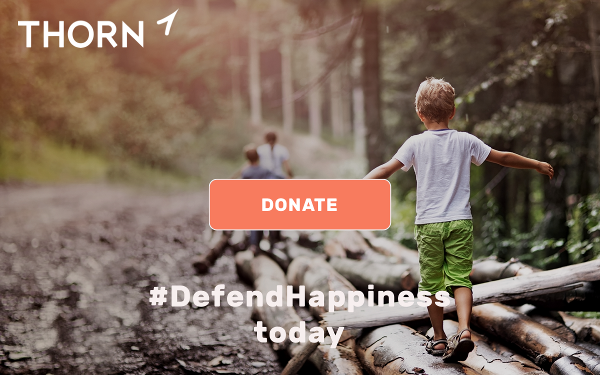 Child in forest. Support Thorn today.