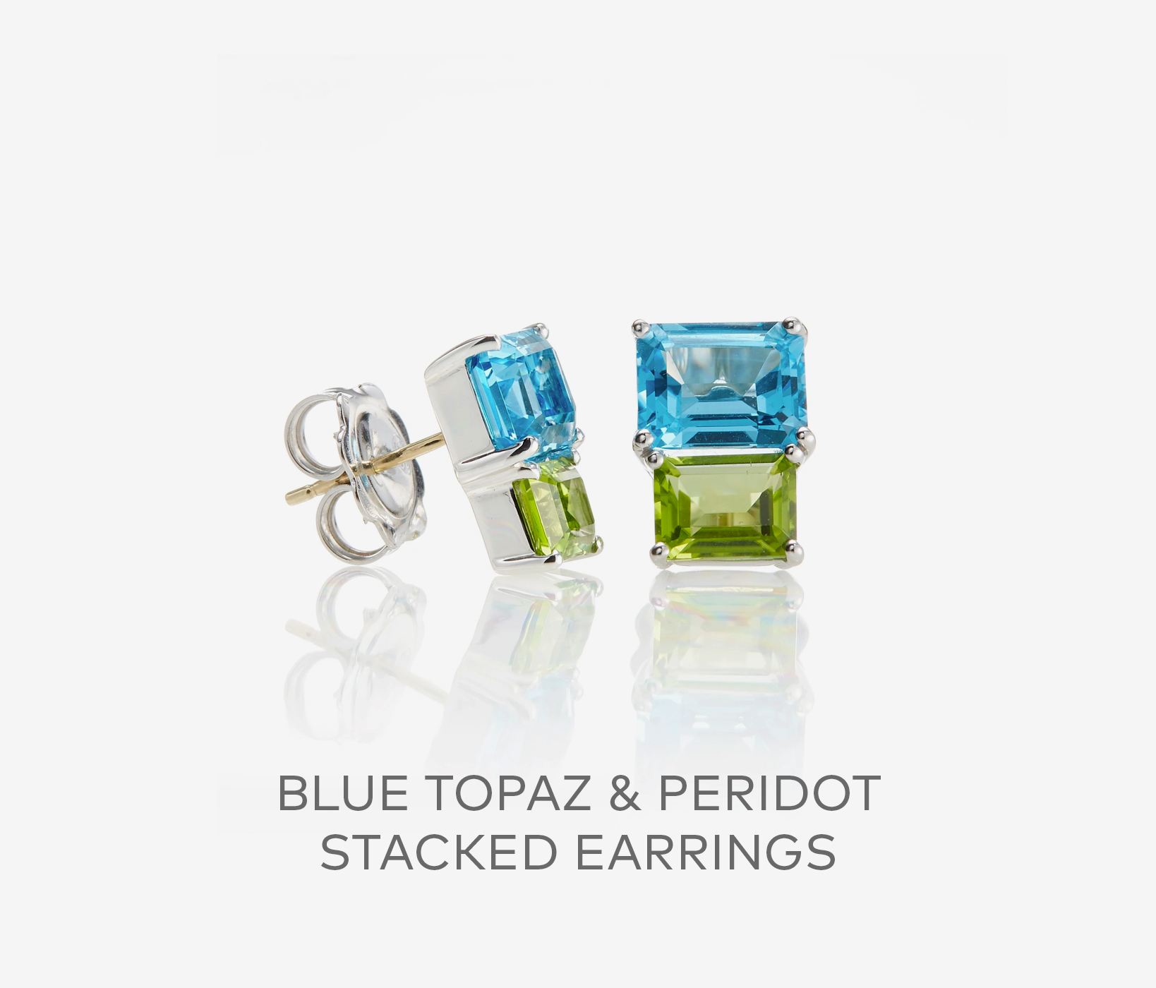 Blue Topaz & Peridot Stacked Earrings