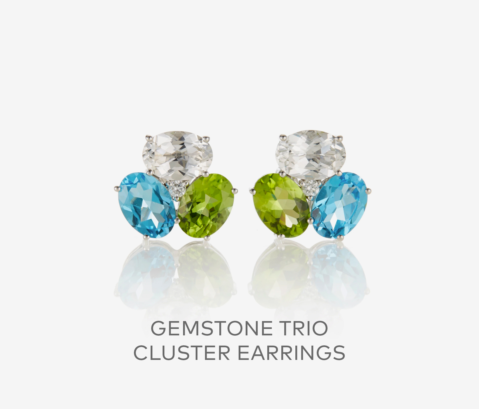 Gemstone Trio Cluster Earrings