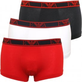 3-Pack Eagle Logo Boxer Trunks, Navy/Red/White