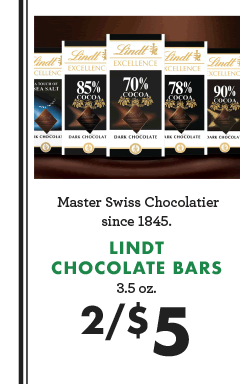 Lindt Chocolate Bars - 2 for $5