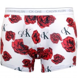 CK One Roses Boxer Trunk, White/red