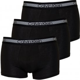 3-Pack Cooling Cotton Stretch Boxer Trunks, Black