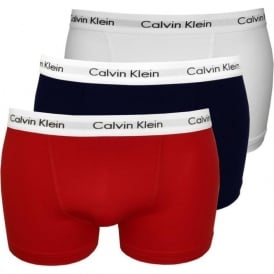 Cotton Stretch 3-Pack Boxer Trunks, Red/White/Blue