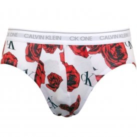 CK One Roses Brief, White/red