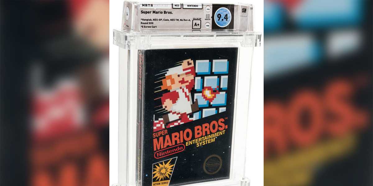 An anonymous buyer bid a record $114,000 for a rare, unopened copy of the classic video game Super Mario Bros.