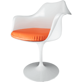 White and Orange PU Tulip Style Armchair