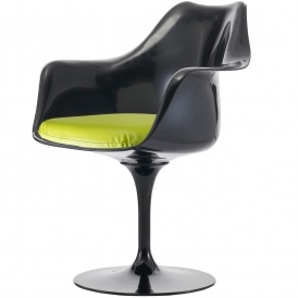 Black and Green PU Tulip Style Armchair