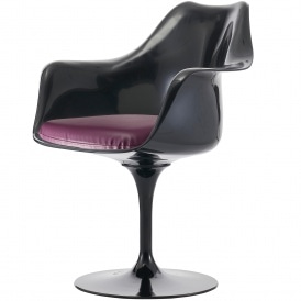 Black and Purple PU Tulip Style Armchair