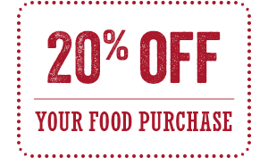 Enjoy $20 off Your food purchase