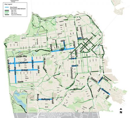 Beginning this week, the San Francisco Municipal Transportation Agency's Slow Streets Program will begin closing some city streets to through traffic so pedestrians can more easily follow social-distancing guidelines. Courtesy SFMTA