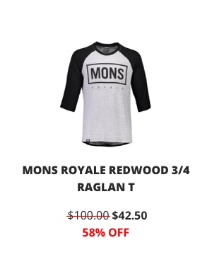 MONS ROYALE REDWOOD 3/4 RAGLAN T
