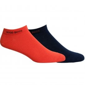 2-Pack Combed Cotton Trainer Socks, Orange/Navy