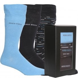3-Pack Combed Cotton Socks Gift Set, Navy/Blue