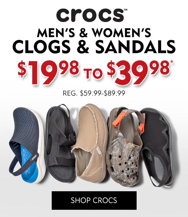 Crocs Men''s and Women''s Clogs and Sandals $19.98 - $39.98. Shop Crocs
