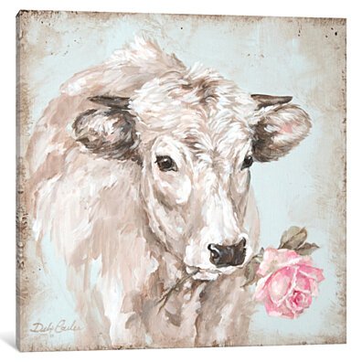 French Farmhouse Series: Cow With Rose II by Debi Coules