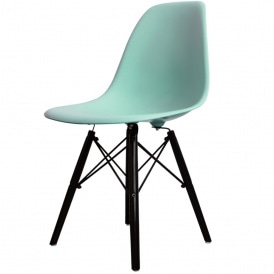Style Aqua Blue Plastic Retro Side Chair Black Wooden Legs