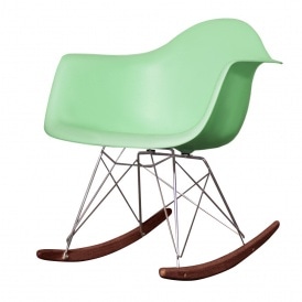 Style Peppermint Green Plastic Retro Walnut Rocking Chair