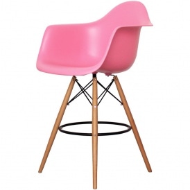 Style Pink Plastic Bar Stool With Arms