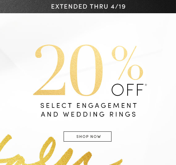 20% off Select Engagement and Wedding Rings