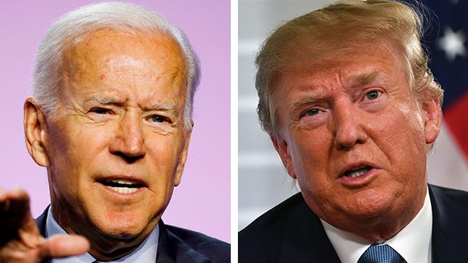 Former Vice President Joe Biden, left, and President Donald Trump