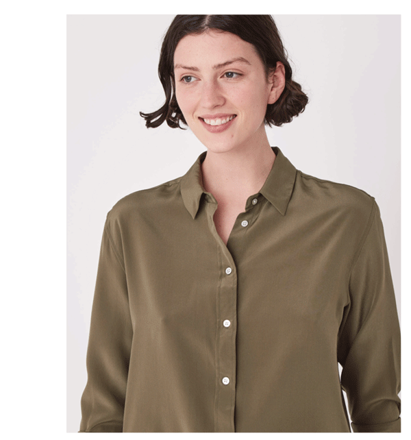 Malene Silk Shirt Thyme | Assembly Label