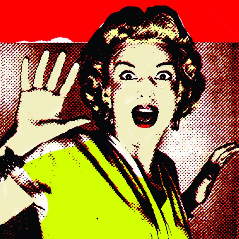 Illustration of woman screaming and the logo for I Was A Teenage Feminist