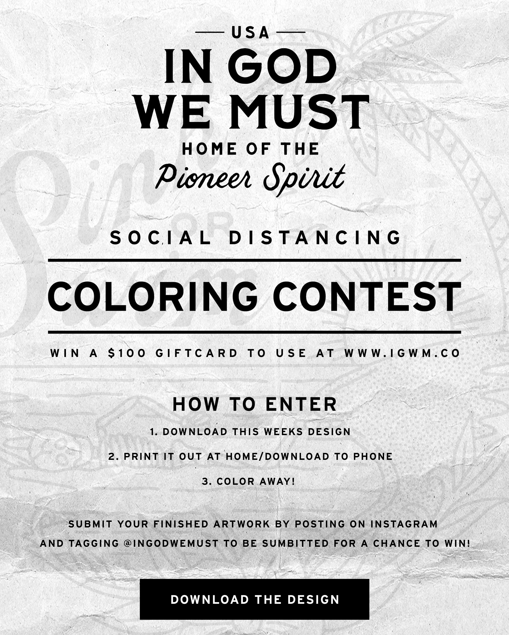 In God We Must - Social Distancing Coloring Contest. Win $100 Gift Card! 