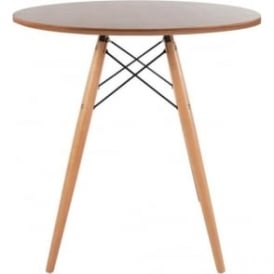 Eiffel Inspired Small Walnut Circular Dining Table with Beech Wood Legs