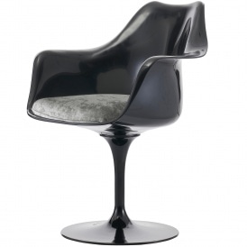 Black and Luxurious Grey Tulip Style Armchair