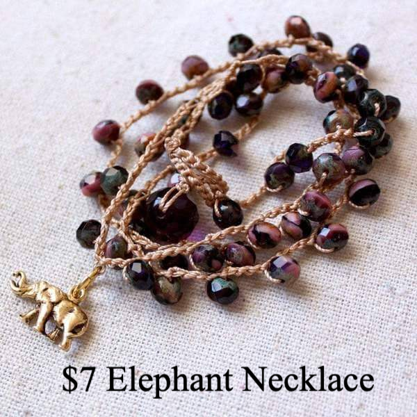 $7 Purple Elephant Necklace