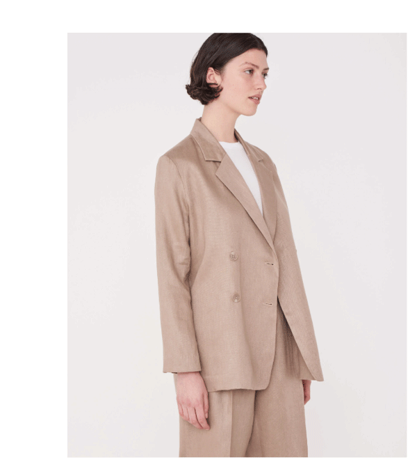 Double Breasted Linen Blazer Husk | Assembly Label