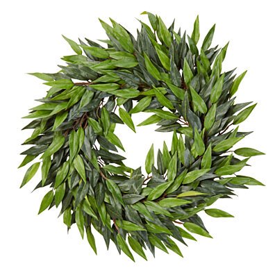 18-Inch Artificial Ficus Microphylla Leaf Wreath Indoor Lifelike Round Faux Greenery
