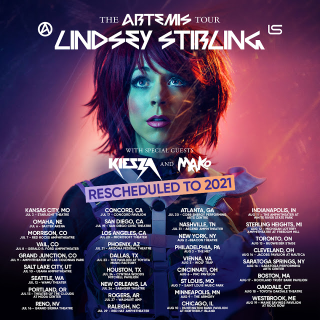 graphic: THE ARTEMIS TOUR LINDSEY STIRLING RESCHEDULED TO 2021