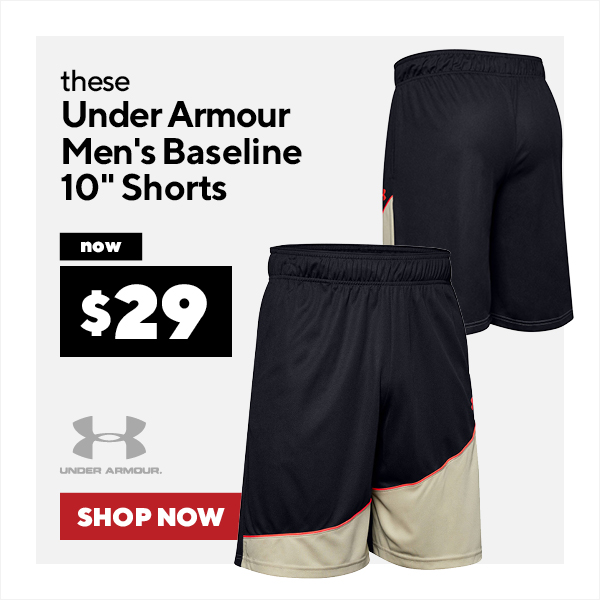 under armour men''s baseline 10" shorts