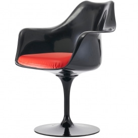 Black and Red PU Tulip Style Armchair