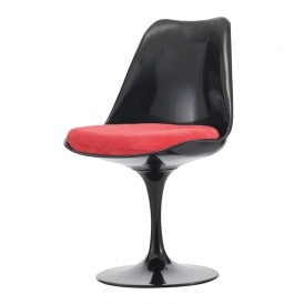 Black and Luxurious Raspberry Red Tulip Style Side Chair
