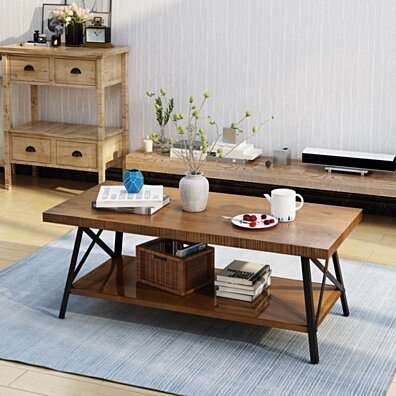 Caresta Industrial Faux Wood Coffee Table