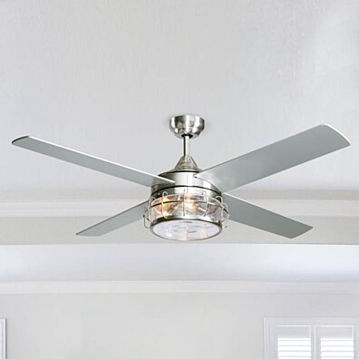 52 Satin Nickel 4-Blade Ceiling Fan with Remote Control